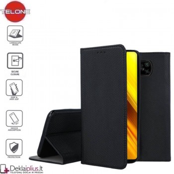 Telone smart magnet serijos atverčiamas dėklas - juodas (Xiaomi Poco X3 Nfc) Telone smart magnet serijos atverčiamas dėklas - juodas (Xiaomi Poco X3 Nfc)
